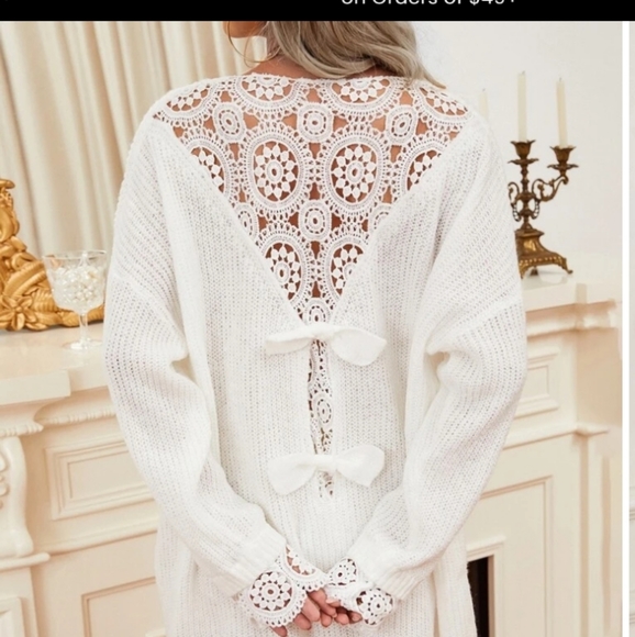 SHEIN Sweaters - Shein white Sweater Super cute with back design Size:M